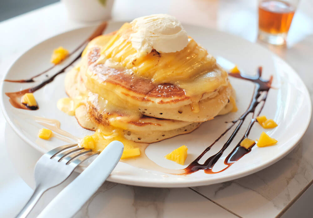 Buchweizen Pancake mit Mangosauce